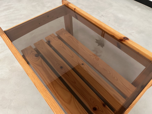 Table basse en pin des années 80, vue 12