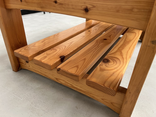 Table basse en pin des années 80, vue 13