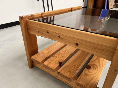 Table basse en pin des années 80, vue 14