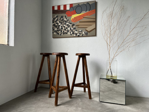 Tabourets de bar brutalistes, circa 1950, vue 15