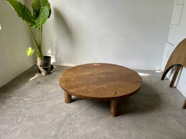Table basse ronde en chêne massif, DLG Pierre Chapo, avec ses rallonges., vue 6