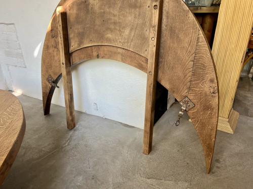 Table basse ronde en chêne massif, DLG Pierre Chapo, avec ses rallonges., vue 31