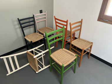 6 chaises italiennes en corde et hêtre massif, vue 2