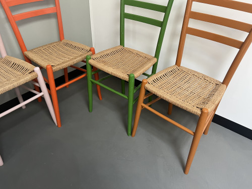 6 chaises italiennes en corde et hêtre massif, vue 7