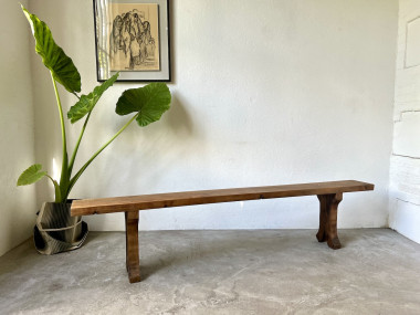 Banc de ferme en pin, circa 1950, vue 1