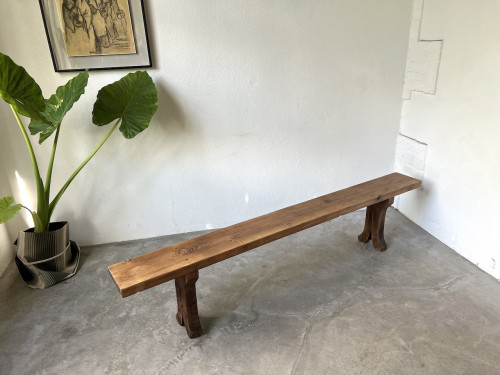 Banc de ferme en pin, circa 1950, vue 7