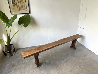 Banc de ferme en pin, circa 1950, vue 7