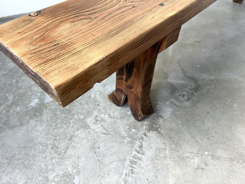 Banc de ferme en pin, circa 1950, vue 9