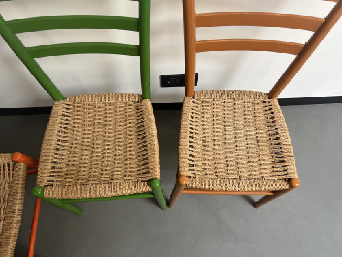 6 chaises italiennes en corde et hêtre massif, vue 10