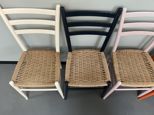 6 chaises italiennes en corde et hêtre massif, vue 12