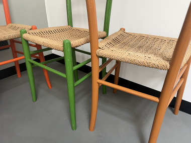 6 chaises italiennes en corde et hêtre massif, vue 14