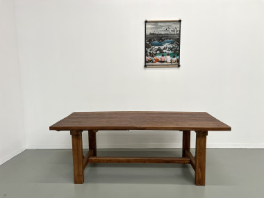 Table à manger brutaliste en orme massif, années 50, vue 2