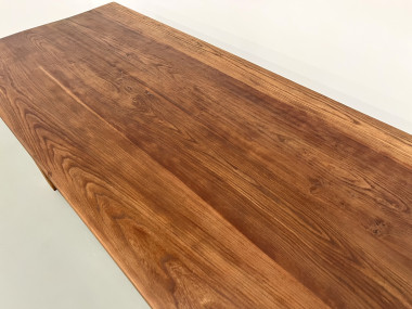 Table à manger brutaliste en orme massif, années 50, vue 5