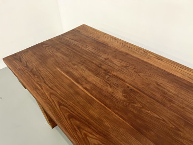Table à manger brutaliste en orme massif, années 50, vue 6