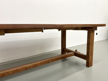 Table à manger brutaliste en orme massif, années 50, vue 9