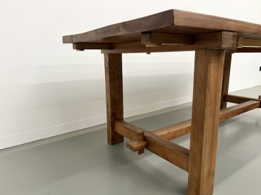 Table à manger brutaliste en orme massif, années 50, vue 11