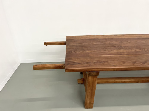 Table à manger brutaliste en orme massif, années 50, vue 12