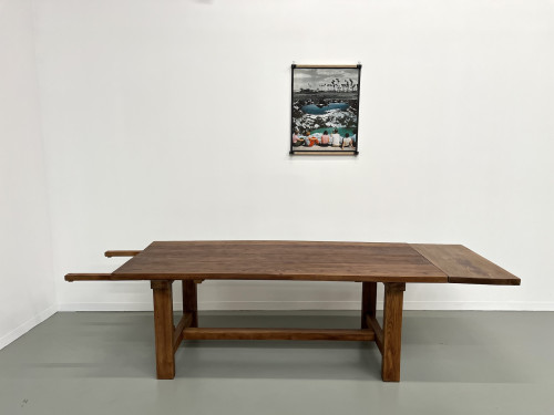 Table à manger brutaliste en orme massif, années 50, vue 13