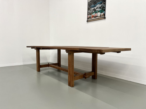 Table à manger brutaliste en orme massif, années 50, vue 15