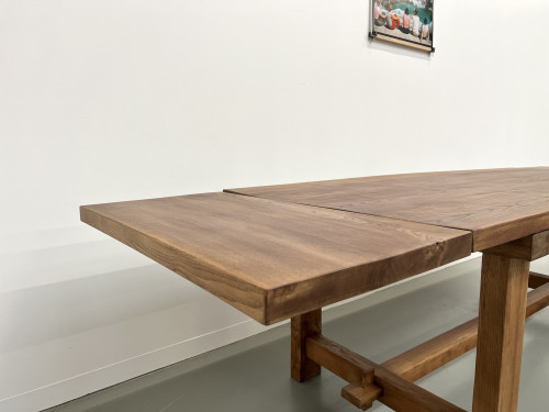 Table à manger brutaliste en orme massif, années 50, vue 21