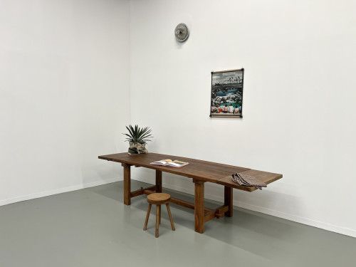 Table à manger brutaliste en orme massif, années 50, vue 23