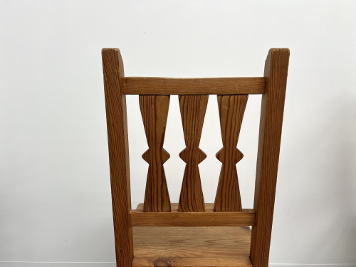 Série de 4 chaises en pin, années 70, vue 9