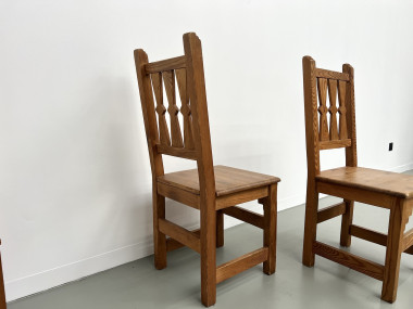 Série de 4 chaises en pin, années 70, vue 12