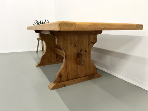 Table monastère savoyarde en pin massif, CIRCA 1970, vue 9