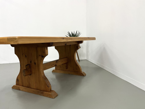 Table monastère savoyarde en pin massif, CIRCA 1970, vue 17