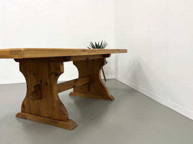 Table monastère savoyarde en pin massif, CIRCA 1970, vue 17