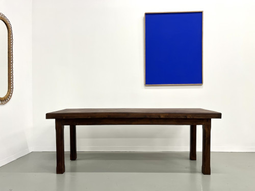 Petite table de ferme des années 50 en noyer blond, vue 2