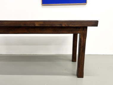 Petite table de ferme des années 50 en noyer blond, vue 3
