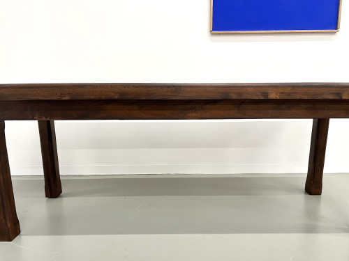 Petite table de ferme des années 50 en noyer blond, vue 4