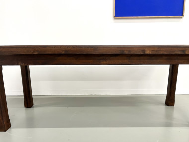 Petite table de ferme des années 50 en noyer blond, vue 4