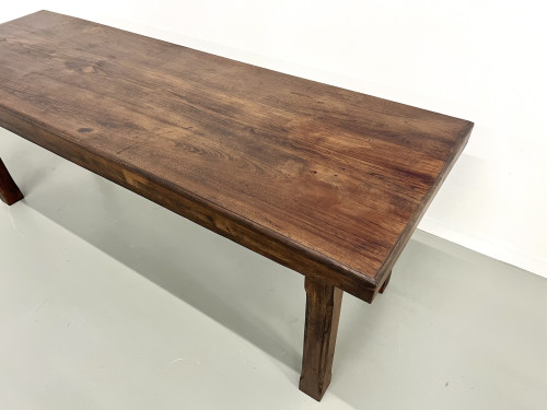 Petite table de ferme des années 50 en noyer blond, vue 6