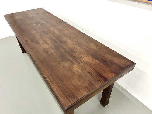 Petite table de ferme des années 50 en noyer blond, vue 7