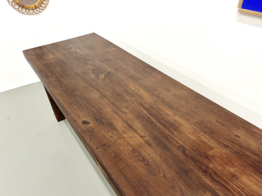 Petite table de ferme des années 50 en noyer blond, vue 8