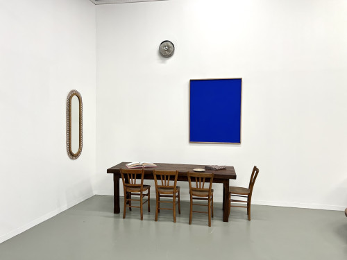 Petite table de ferme des années 50 en noyer blond, vue 12