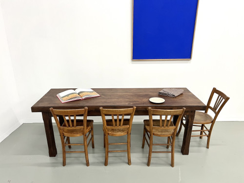 Petite table de ferme des années 50 en noyer blond, vue 15