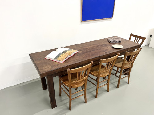 Petite table de ferme des années 50 en noyer blond, vue 16