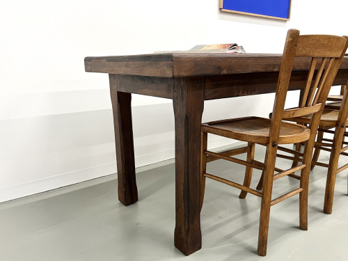 Petite table de ferme des années 50 en noyer blond, vue 17