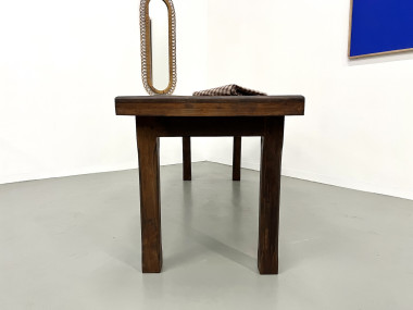 Petite table de ferme des années 50 en noyer blond, vue 19