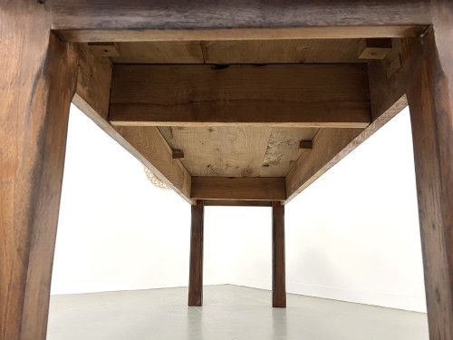 Petite table de ferme des années 50 en noyer blond, vue 21