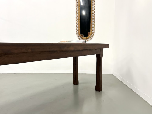 Petite table de ferme des années 50 en noyer blond, vue 22