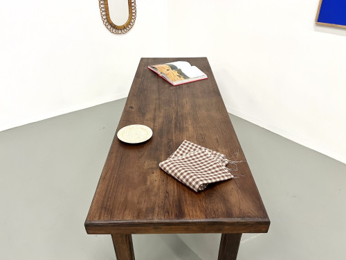 Petite table de ferme des années 50 en noyer blond, vue 23