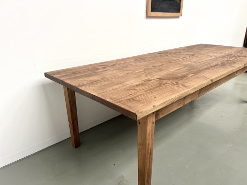 Très grande table de ferme en pin aux pieds fuseaux, vue 24