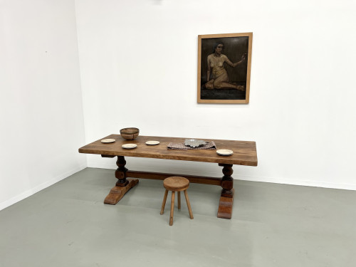 Table de monastère en chêne massif, vue 1