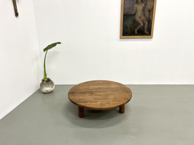 Table basse moderniste circulaire en chêne, vue 2