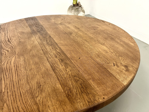 Table basse moderniste circulaire en chêne, vue 6
