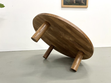Table basse moderniste circulaire en chêne, vue 12